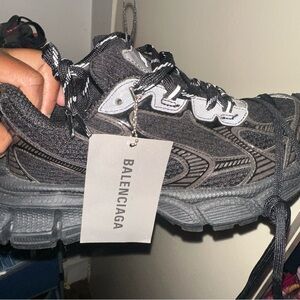 Balenciaga Black and Silver Athletic Shoes